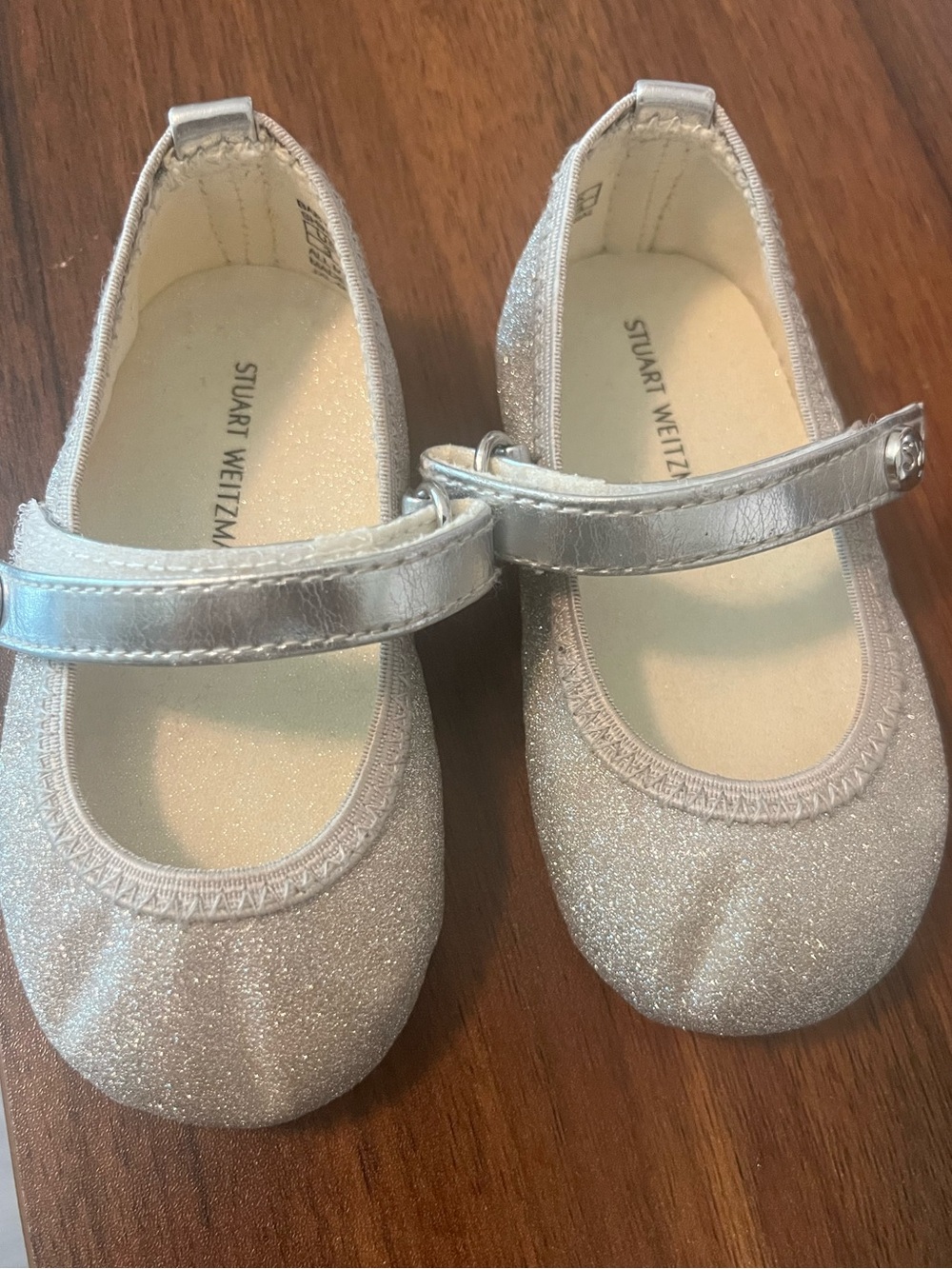 Stuart Weitzman Kids' Silver Glitter Mary Jane Shoes